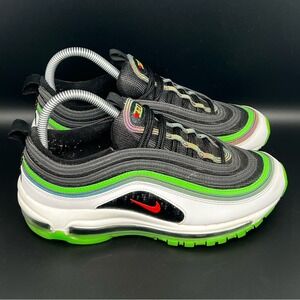 Nike Air Max 97 GS Black Green Running Shoes CI4427-001 Men's Sz 6 Women's 7.5